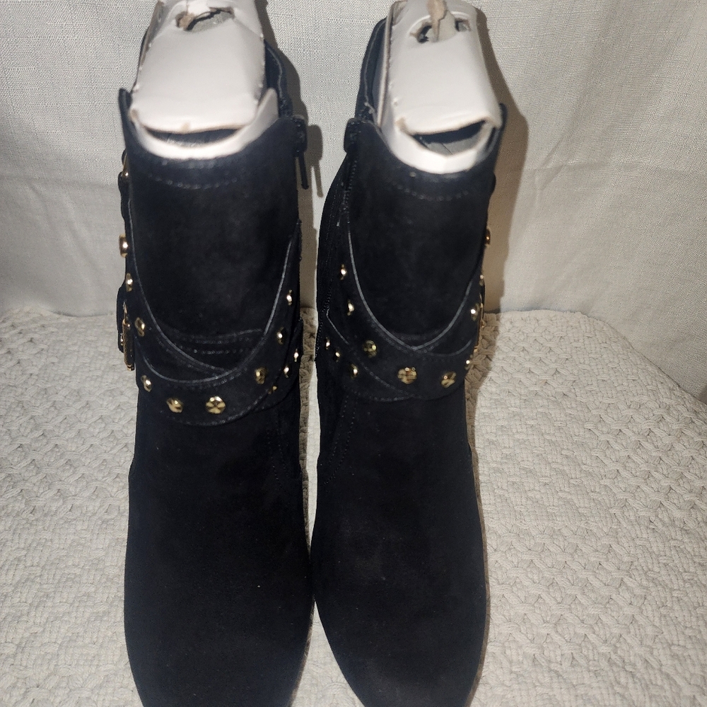 Deeka Fabric Almond Toe Mid-Calf, Black Fabric G by Guess 9.5 M
